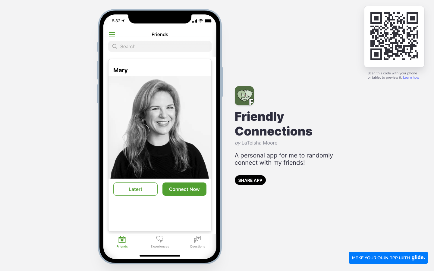 Glide app landing page