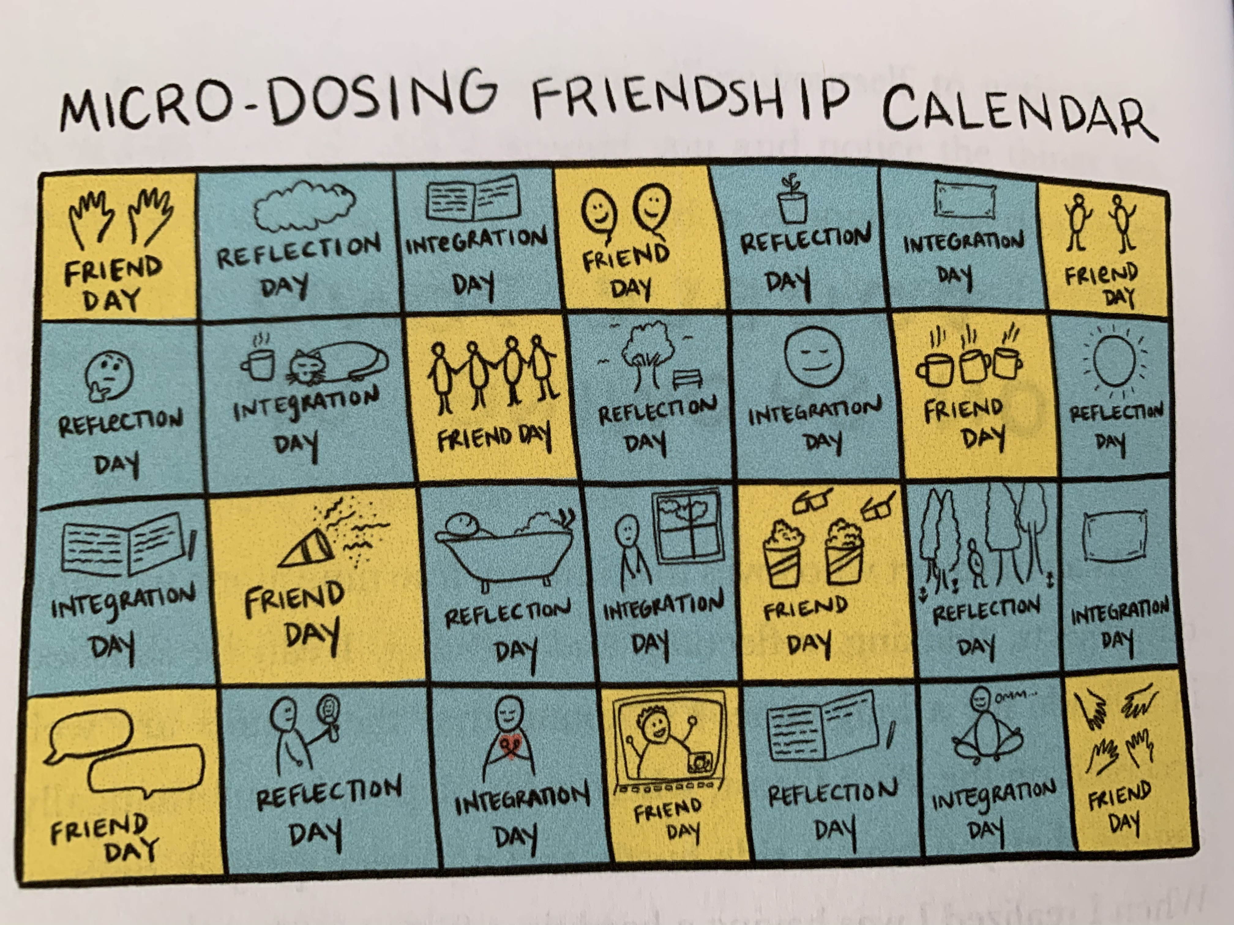 Illustration of a calendar with friendship days