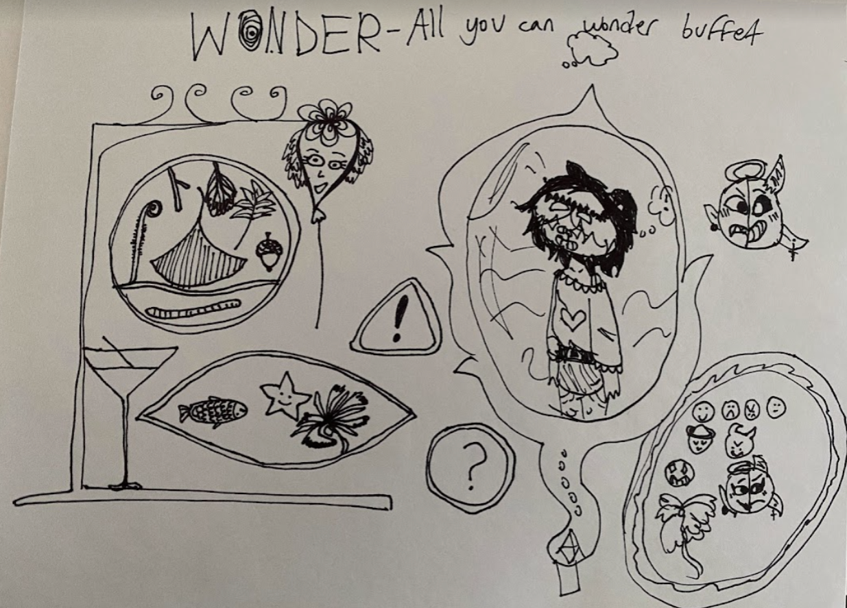 Imagery of All-You-Can-Wonder Buffet drawn by Lee and her daughter